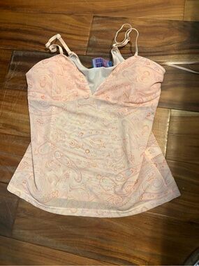 Blue Riot XO Paisley Corset Bustier Cami Top Pink Pastel Y2K Size L (664)